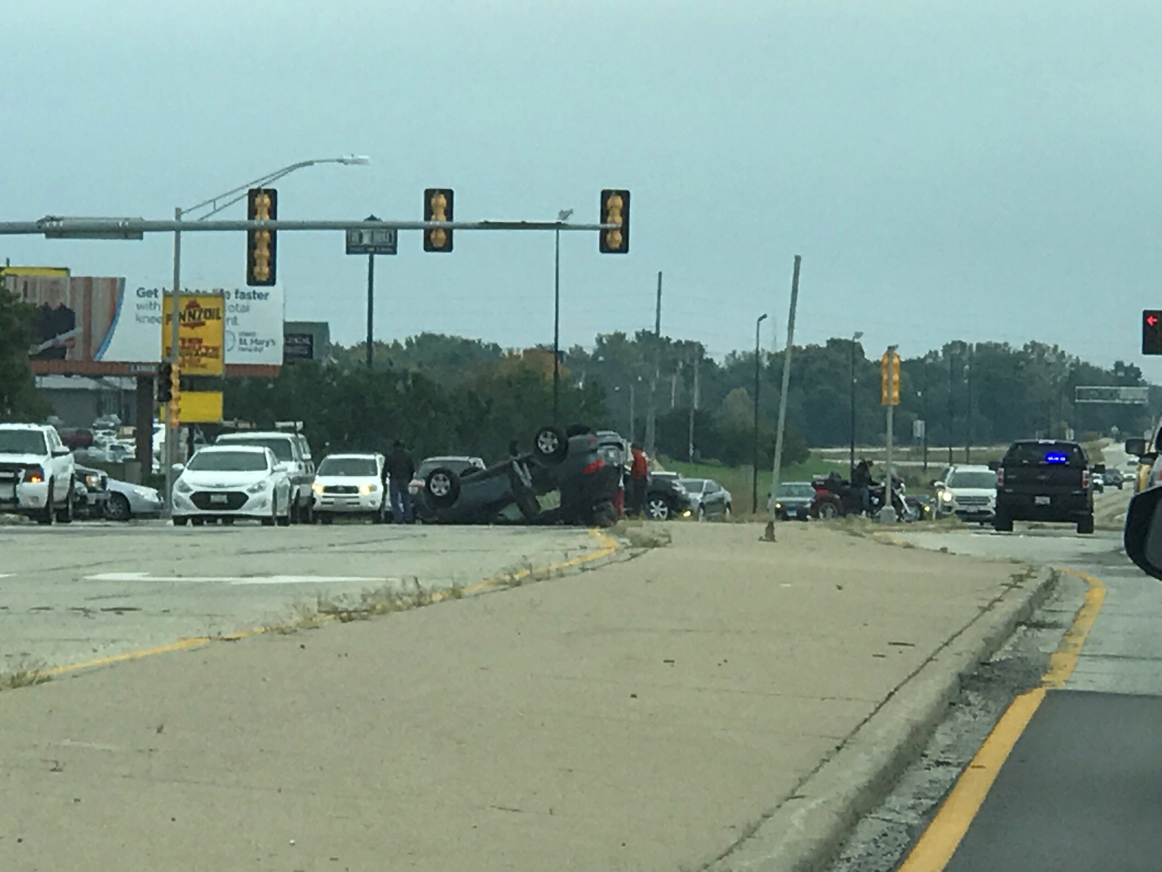 Rollover crash injures two
